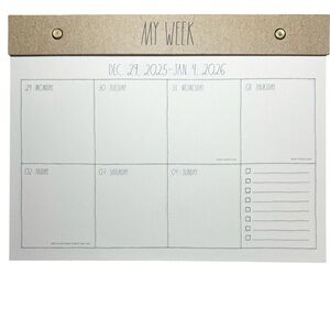 RAE DUNN ~ MY WEEK ~ 2026 Weekly Desk Calendar Planner Hard Back 12 Months Craft